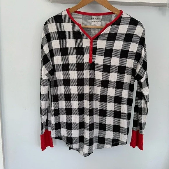 Little Sleepies Holiday Buffalo Plaid Women's Small Pajama Top - Picture 1 of 4